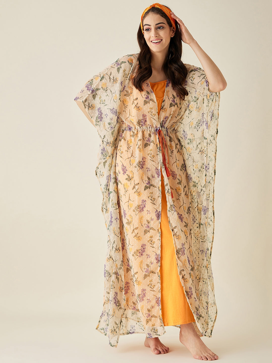 Chiffon Floral Maternity And Nursing Gown Set - The Kaftan Company