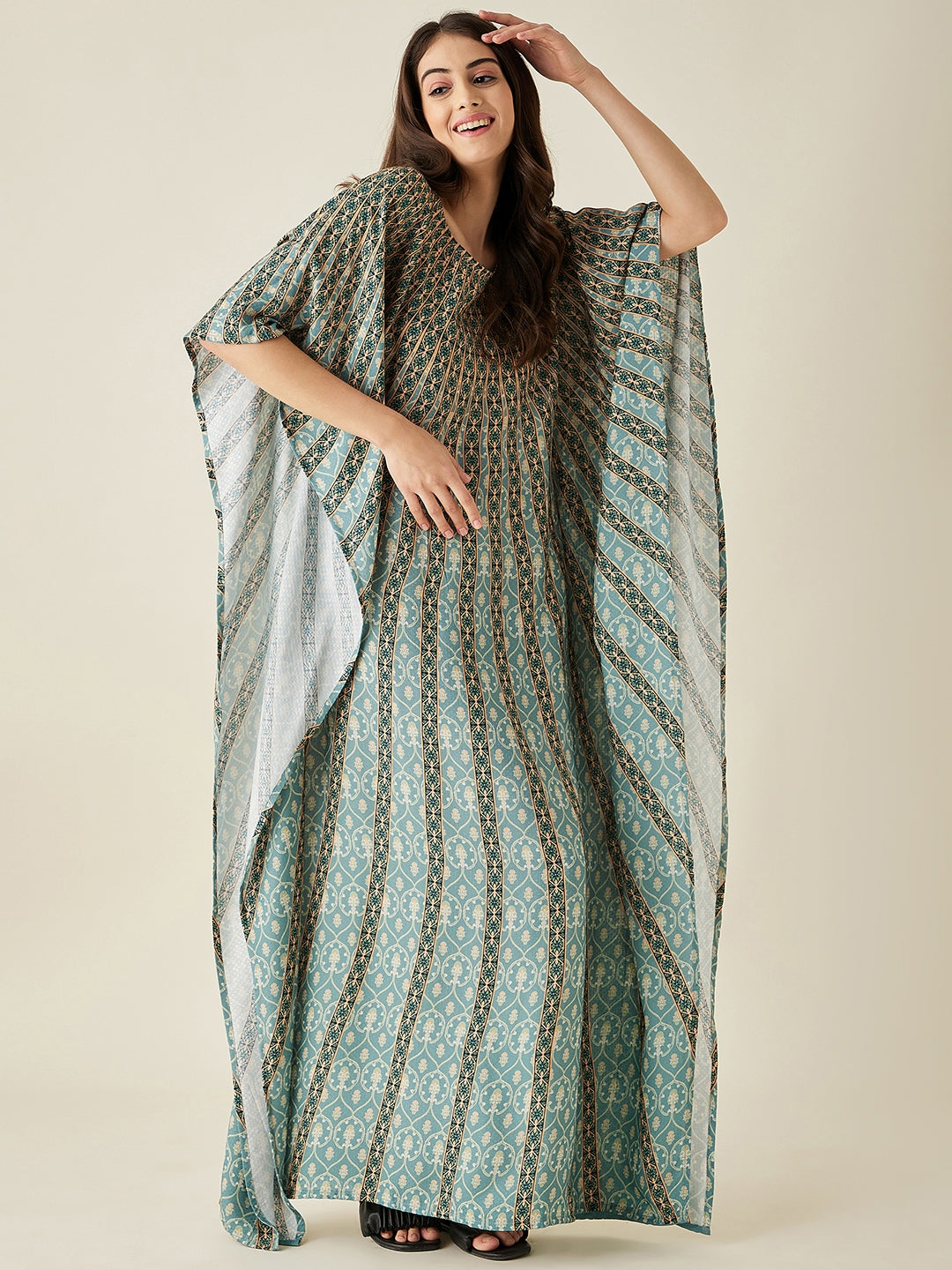 Green Sunburst Supersoft Kaftan Loungewear - The Kaftan Company