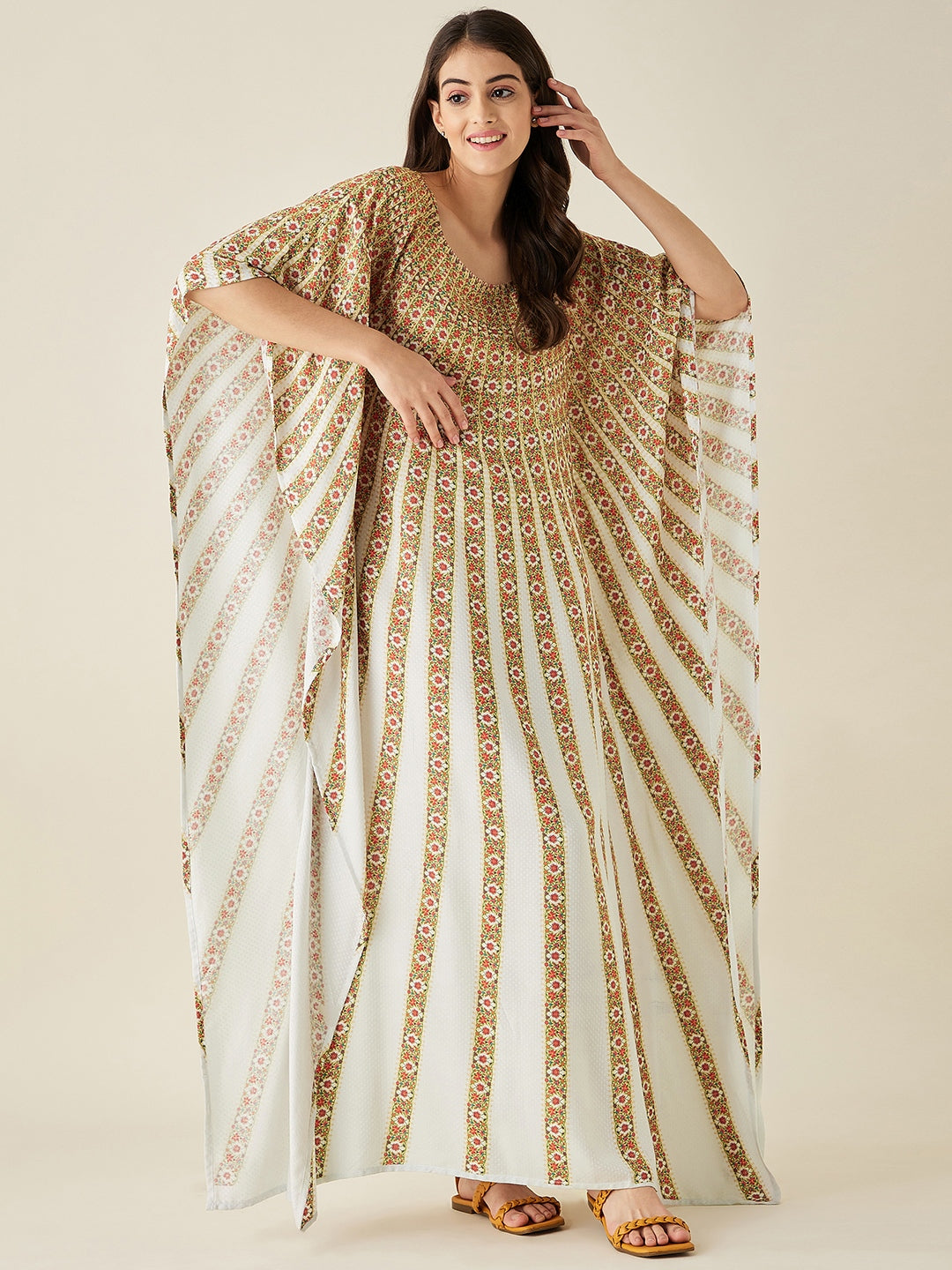 White Sunburst Supersoft Kaftan Loungewear - The Kaftan Company