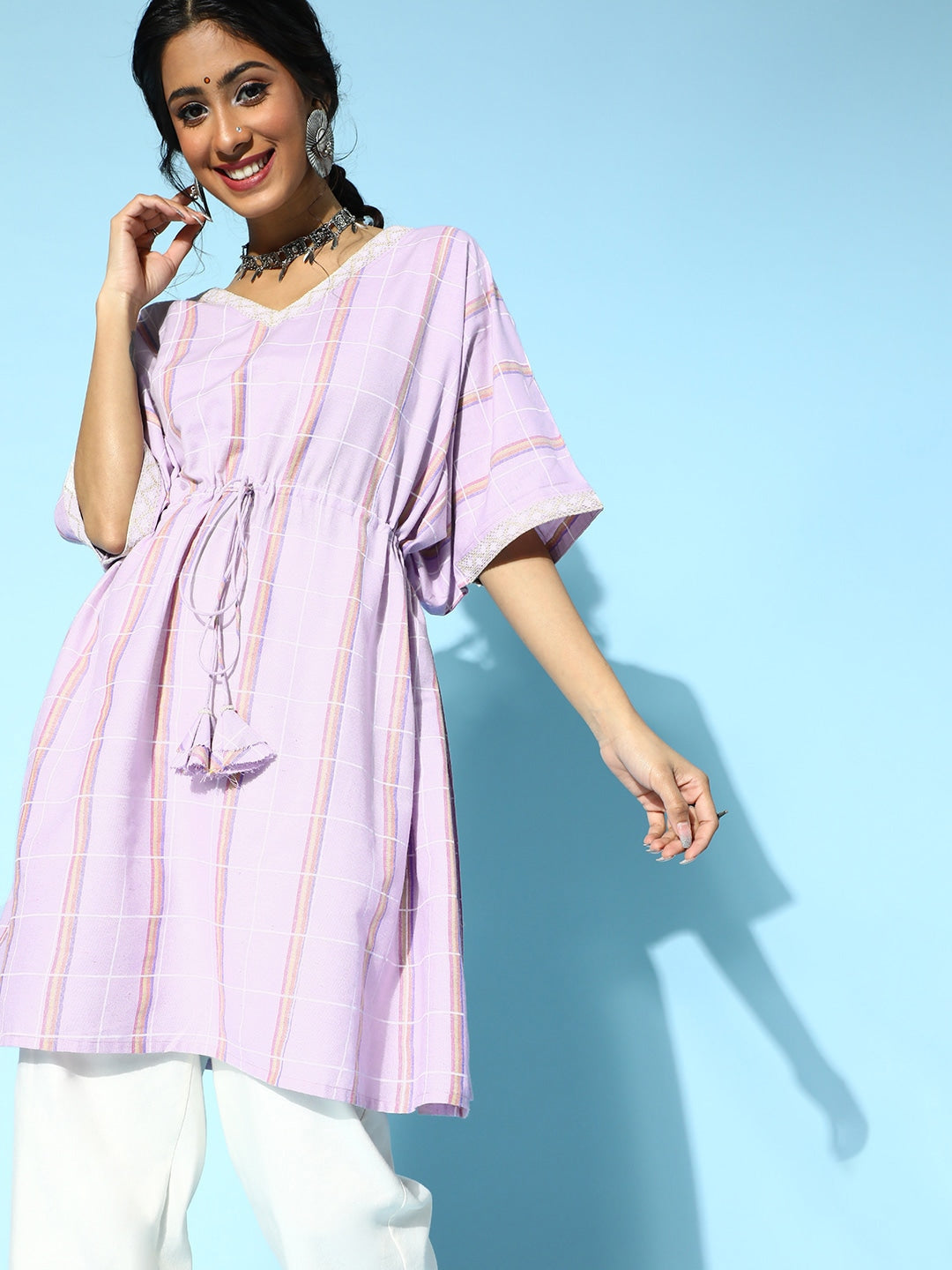 Lavender Kaftan Kurta-Indiakreations-JS9540KFTLVS