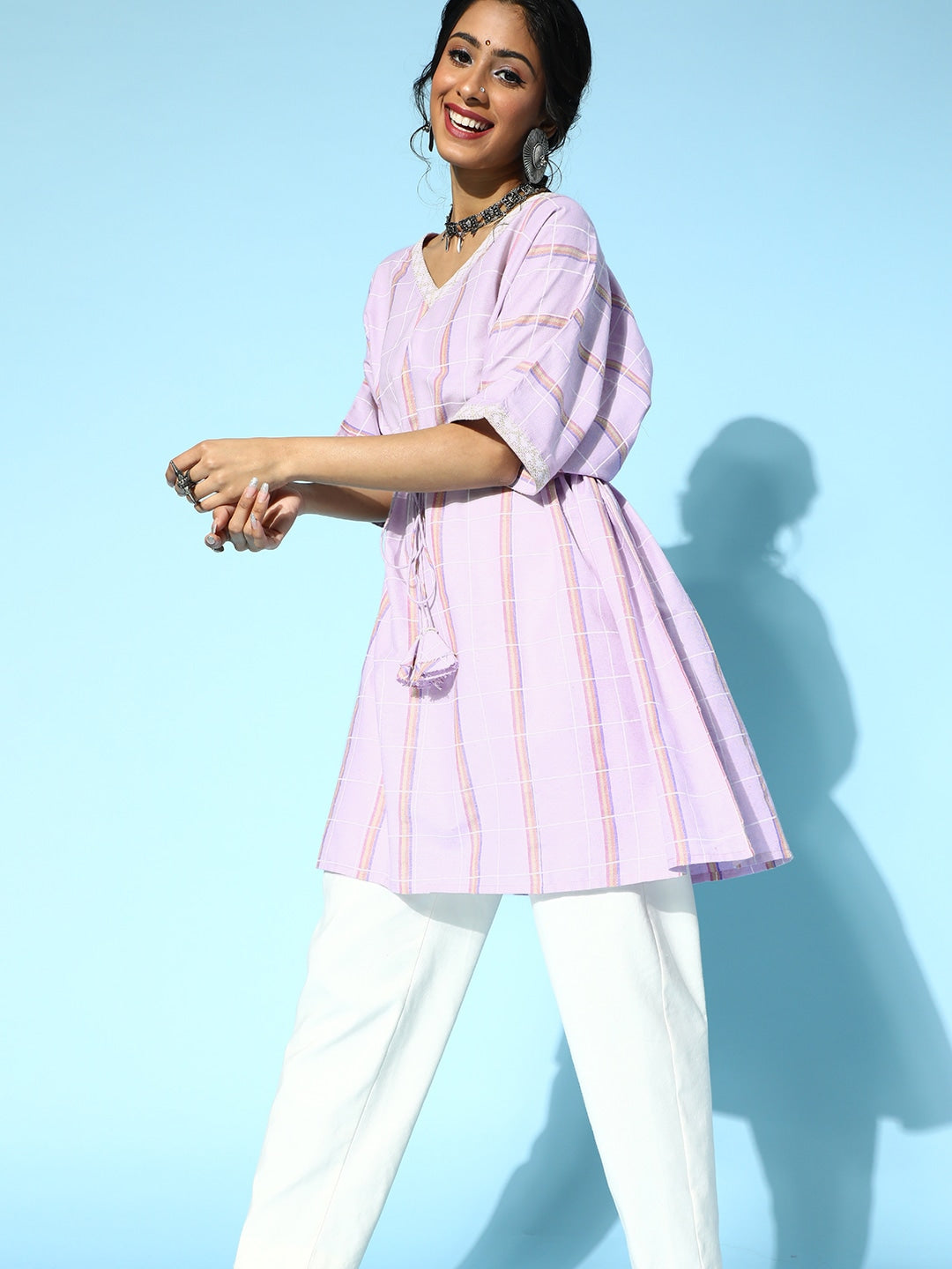 Lavender Kaftan Kurta-Indiakreations-JS9540KFTLVS