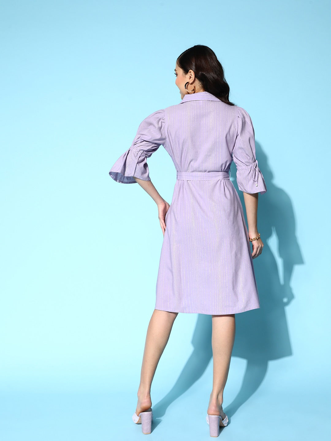 Lavender Shirt Dress-Indiakreations-JS8137DRSLVXS