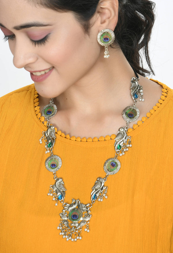 Indiakreations Treditional Peacock Design Necklace Jkms_058