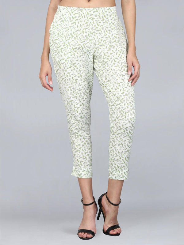 Women's Cotton Printed Regular Fit Trouser Pants - Maaesa