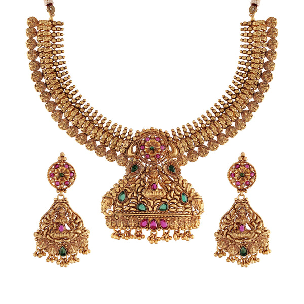 Women's Traditional Temple Choker Necklace Jewellery Set  - I Jewels