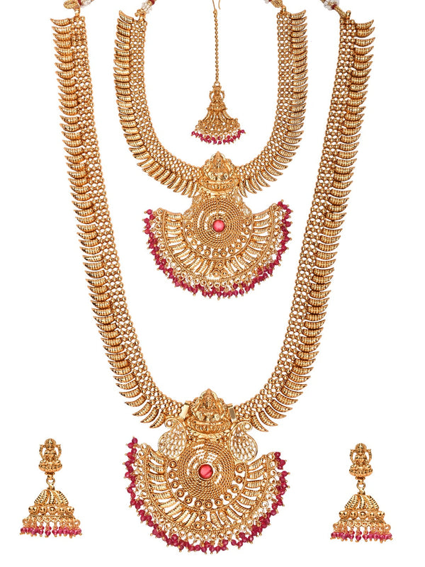 Women's 18K Gold Plated Traditional Style Choker Necklace Jewellery Set  - I Jewels