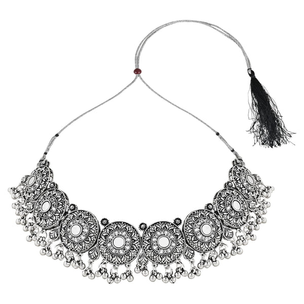 Women's Antique Silver Oxidized Ethnic Traditional Afghani Choker Necklace Jewellery Set  - I Jewels