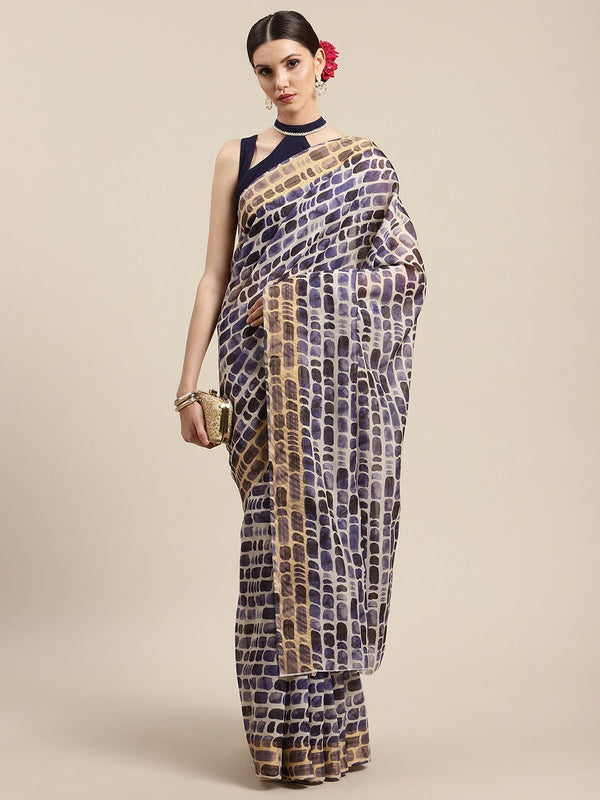 Women's Purple Chanderi Digital Print Saree - Ahalyaa