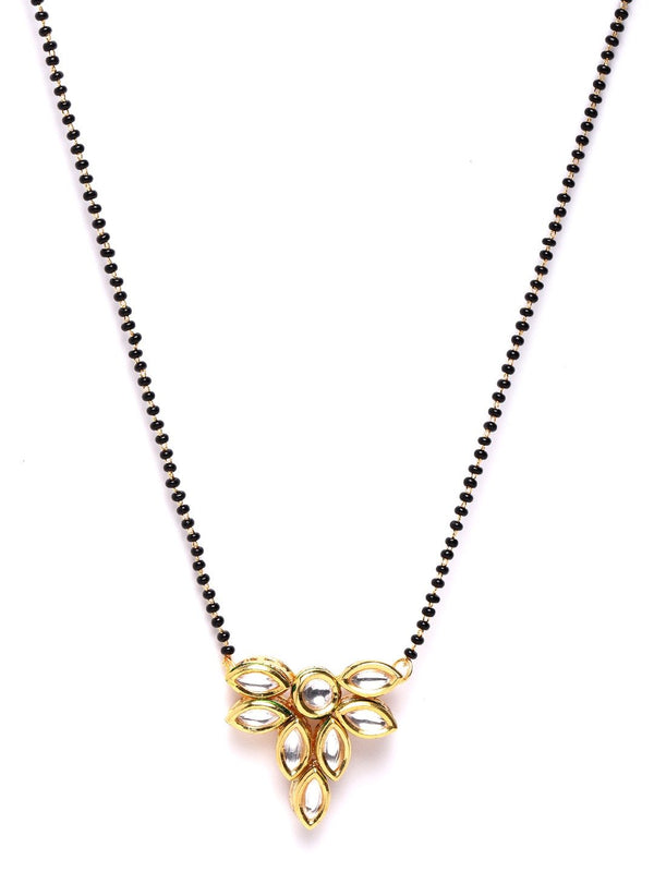 Women's Gold Plated Kundan Studded Floral Mangalsutra - Priyaasi