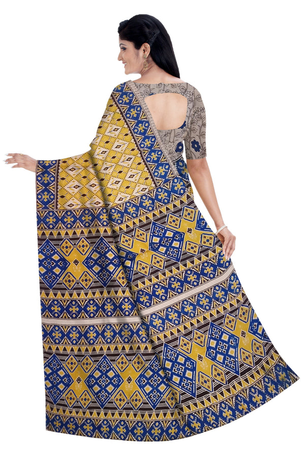 Women's Pedna Kalamkari Hand Printed Mulmul Cotton Saree - Manohara