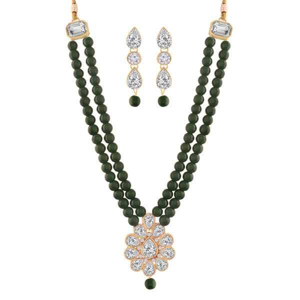 Women's traditional gold plated pearl kundan necklace set with earrings ml140g - I Jewels