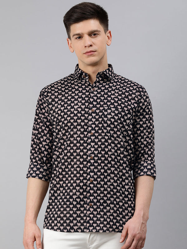 Men's Black Cotton Full Sleeves Shirts For Men - Taantav