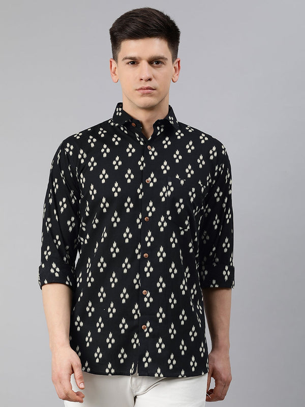 Men's Black Cotton Full Sleeves Shirts For Men - Taantav