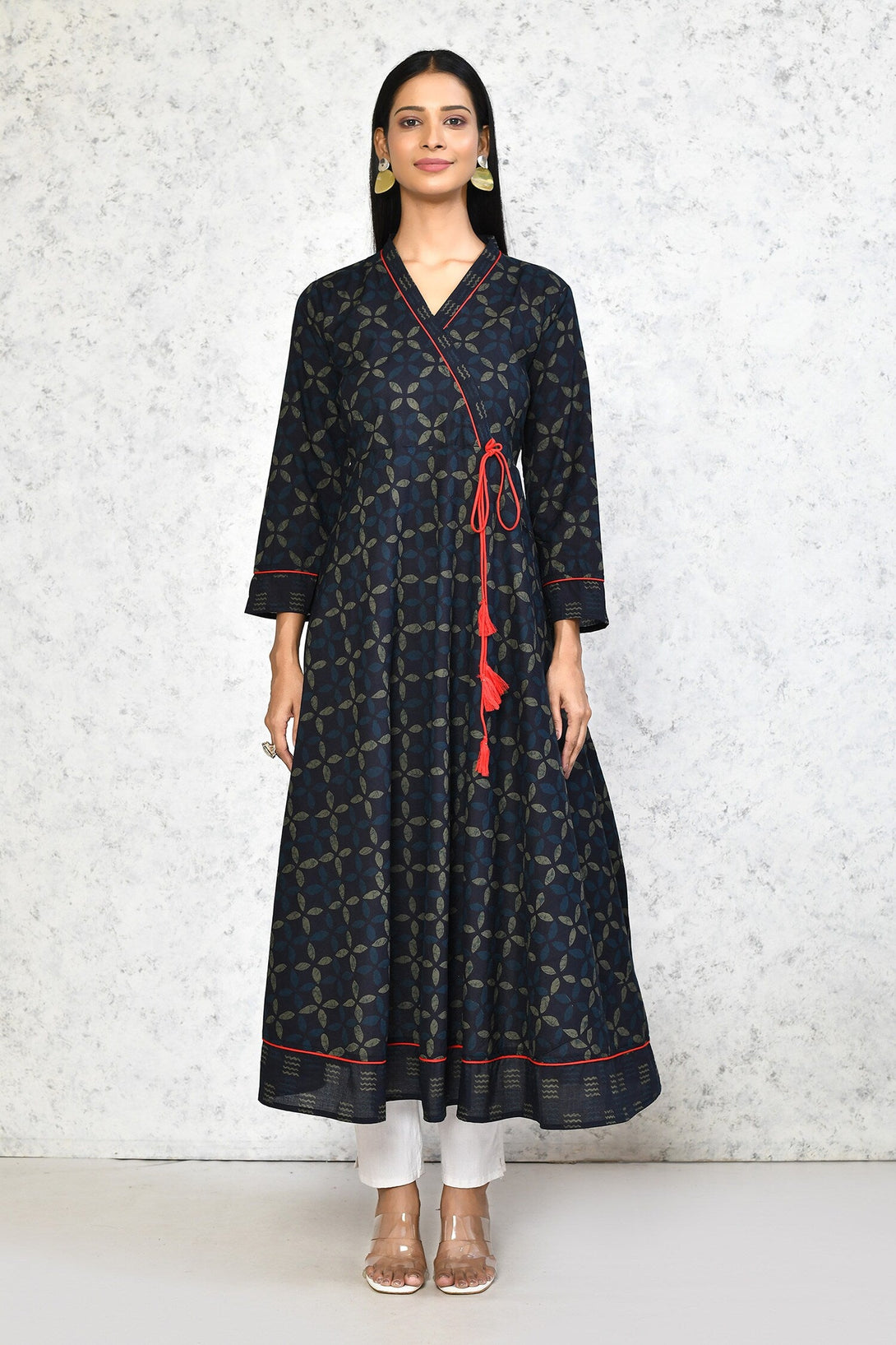 Women's Abstract  Print Ankle Length  Angrakha Style Kurta - Miravan