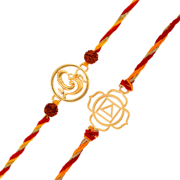 Om And Abstract Ethnic Motifs Thread Rakhi - Voylla