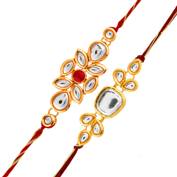 Kundan Polki Ethnic Studded Thread Rakhi - Voylla