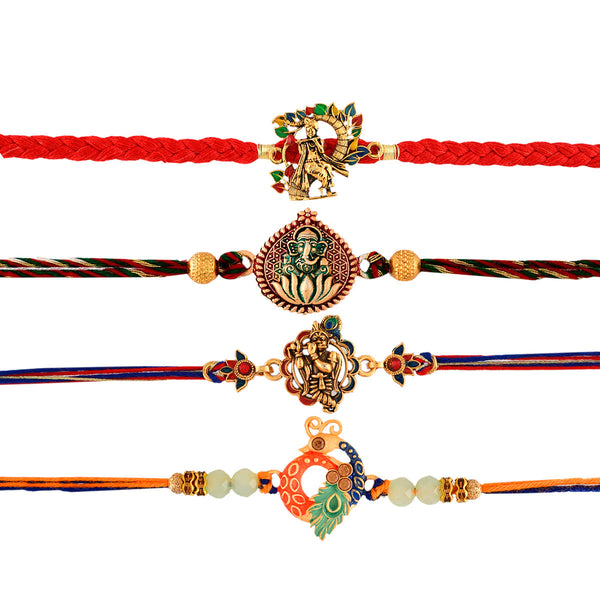 Divine Lord Krishna And Ganesha Motifs Rakhi - Voylla