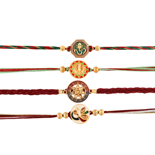 Ethnic Gemstones Studded Thread Rakhi - Voylla