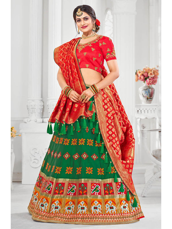 Women's Multicolour Jaquard Silk Designer Lehenga - Myracouture