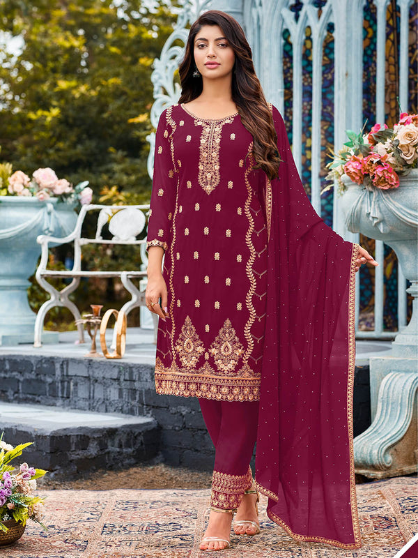 Women's Rani Heavy Faux Georgette Embroidered Pant Style Suit - Myracouture