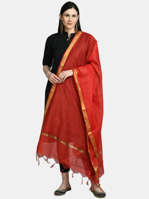 Women's Red Printed Casual Silk Blend Dupatta - Myshka