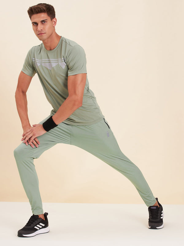 Men's Olive Dry Fit Stretchable Slim Track Pants - LYUSH-MASCLN