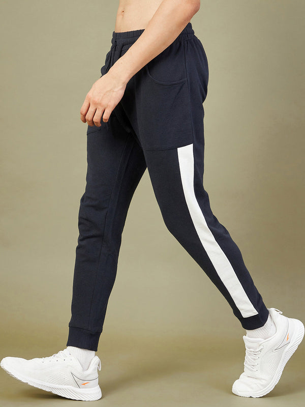 Men's Navy Side Tape Joggers - LYUSH-MASCLN