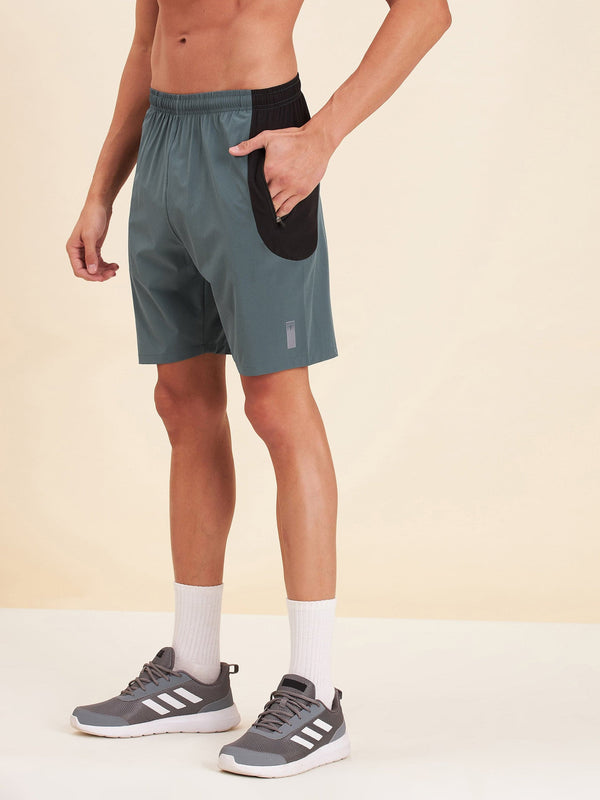 Men's Teal Blue & Black Dry Fit Shorts - LYUSH-MASCLN