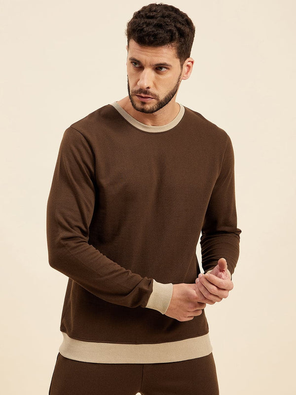 Men's Brown Terry Sweatshirt - LYUSH-MASCLN