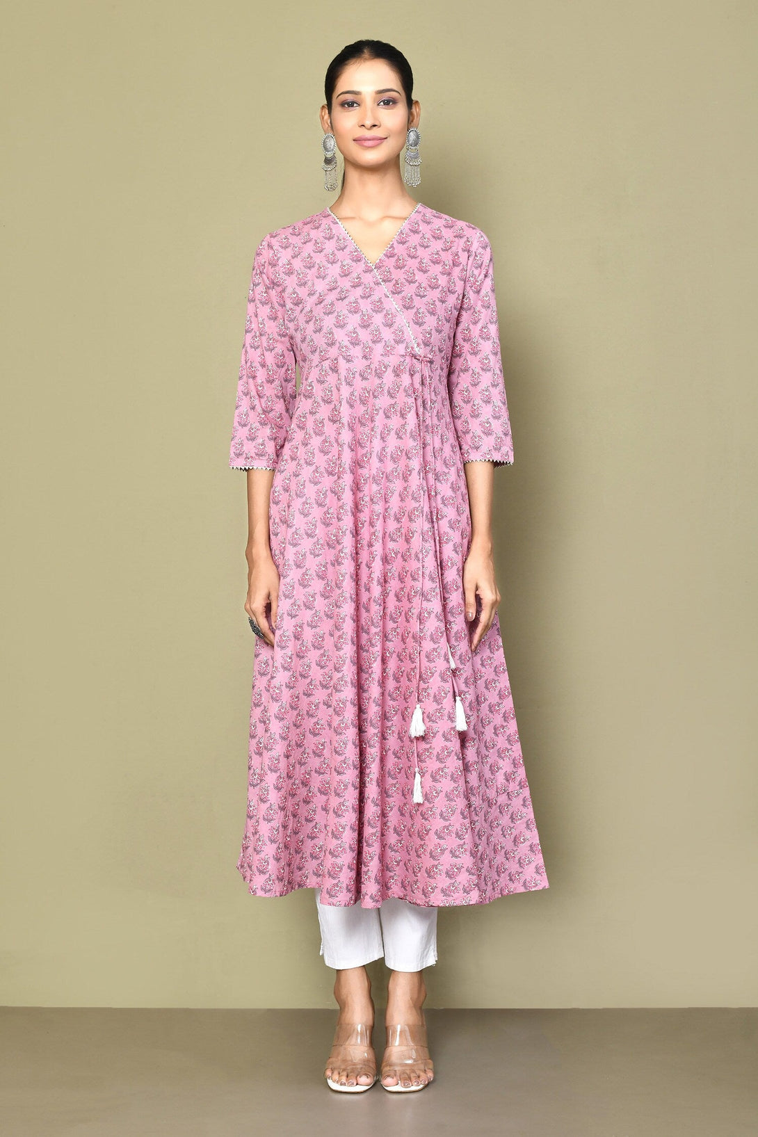 Women's Pure Cotton Floral Print Long Anarkali Kurta - Miravan