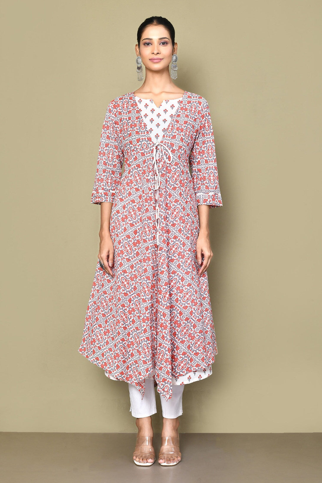 Women's Cotton Floral Printed Kurta With Jacket - Miravan