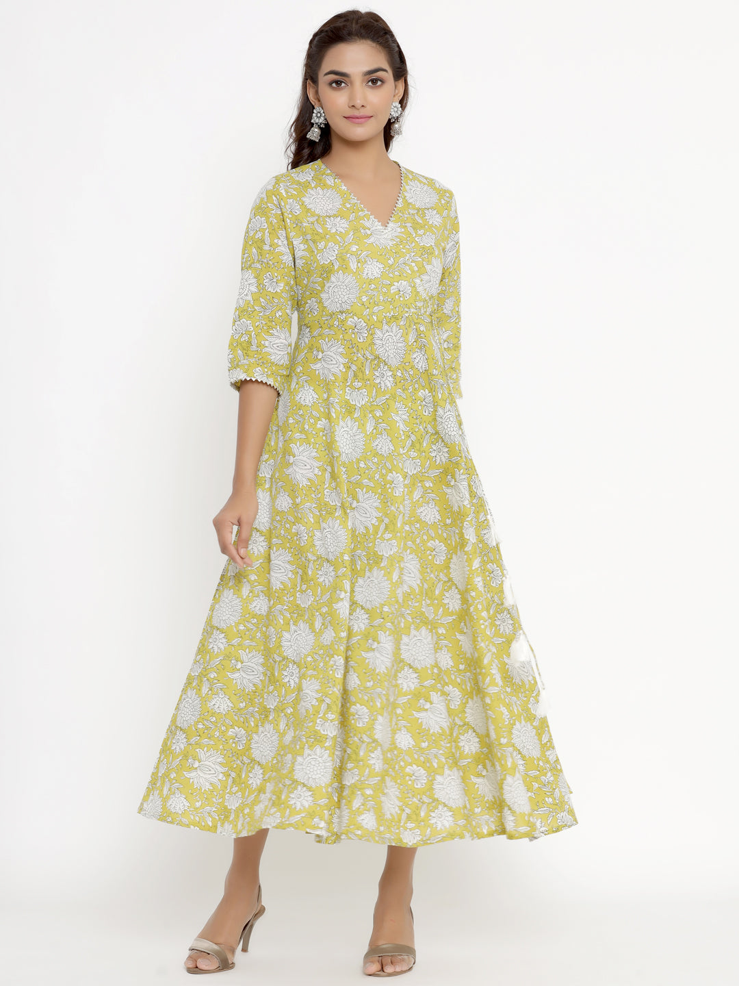 Women's  Cotton Floral Printed Anarkali Kurta - Miravan