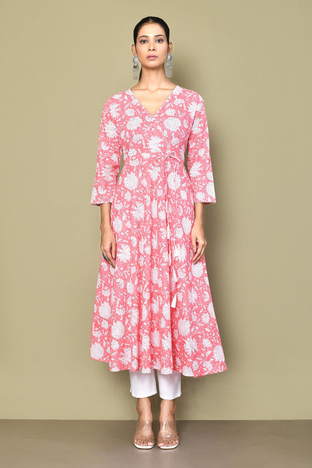 Women's Cotton Floral Printed Anarkali Kurta  - Miravan