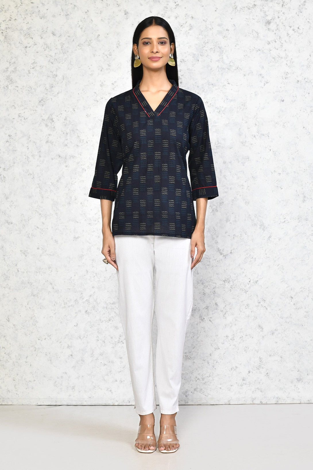 Women's  Blue Printed Indigo Tunic - Miravan