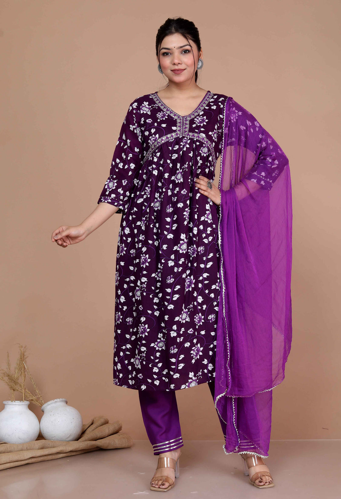 Women's New Style Alia Cut Kurta Palazzo With Dupatta Set - Miravan