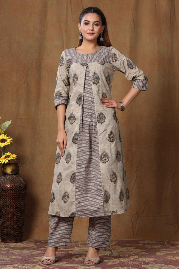 Women's Pure Cotton Printed A-Line Kurta  And Palazzo Set  - Miravan