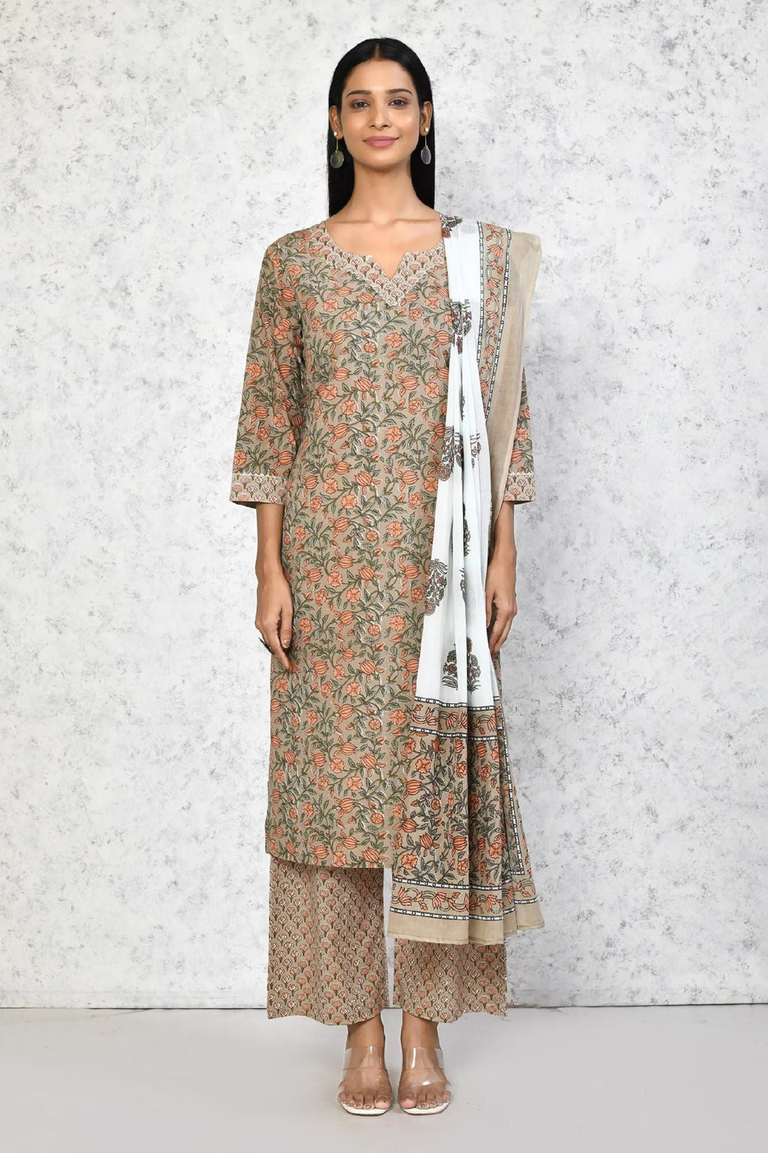 Women's Straight Kurta And Palazzo With Dupatta Set - Miravan