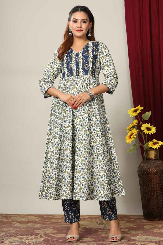 Women's Floral Printed Anarkali Kurta & Palazzo Set - Miravan