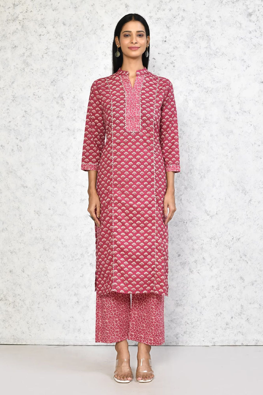 Women's Floral Printed Cotton Kurta With Palazzo  - Miravan