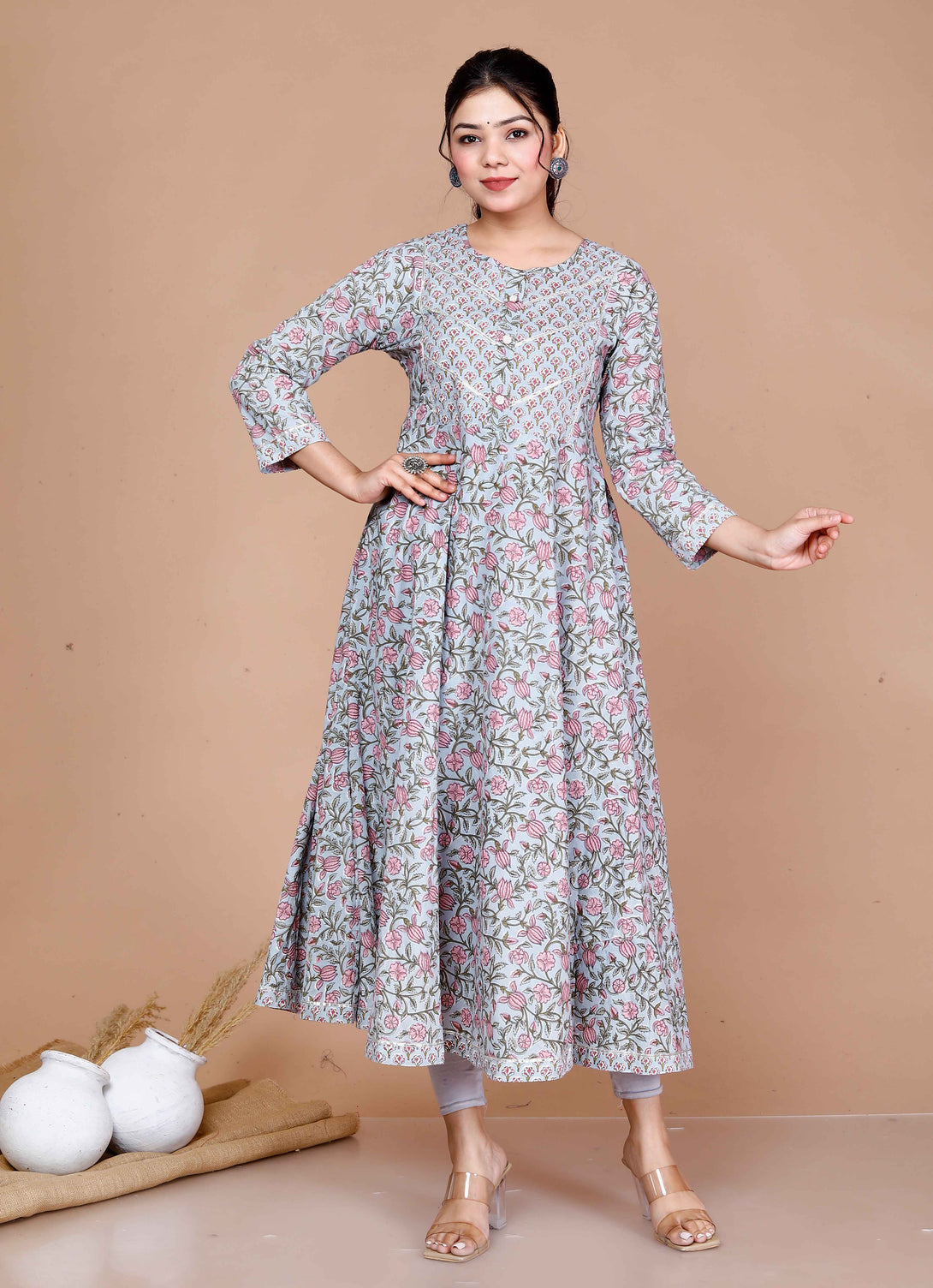 Women'S Floral Printed Anarkali Kurta - Miravan