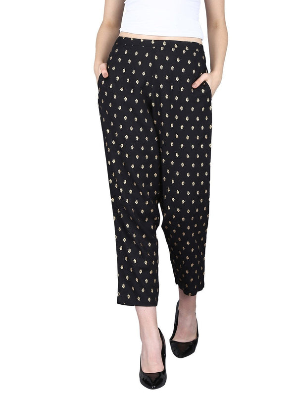 Women's Rayon Printed Regular Fit Trouser Pants - Maaesa