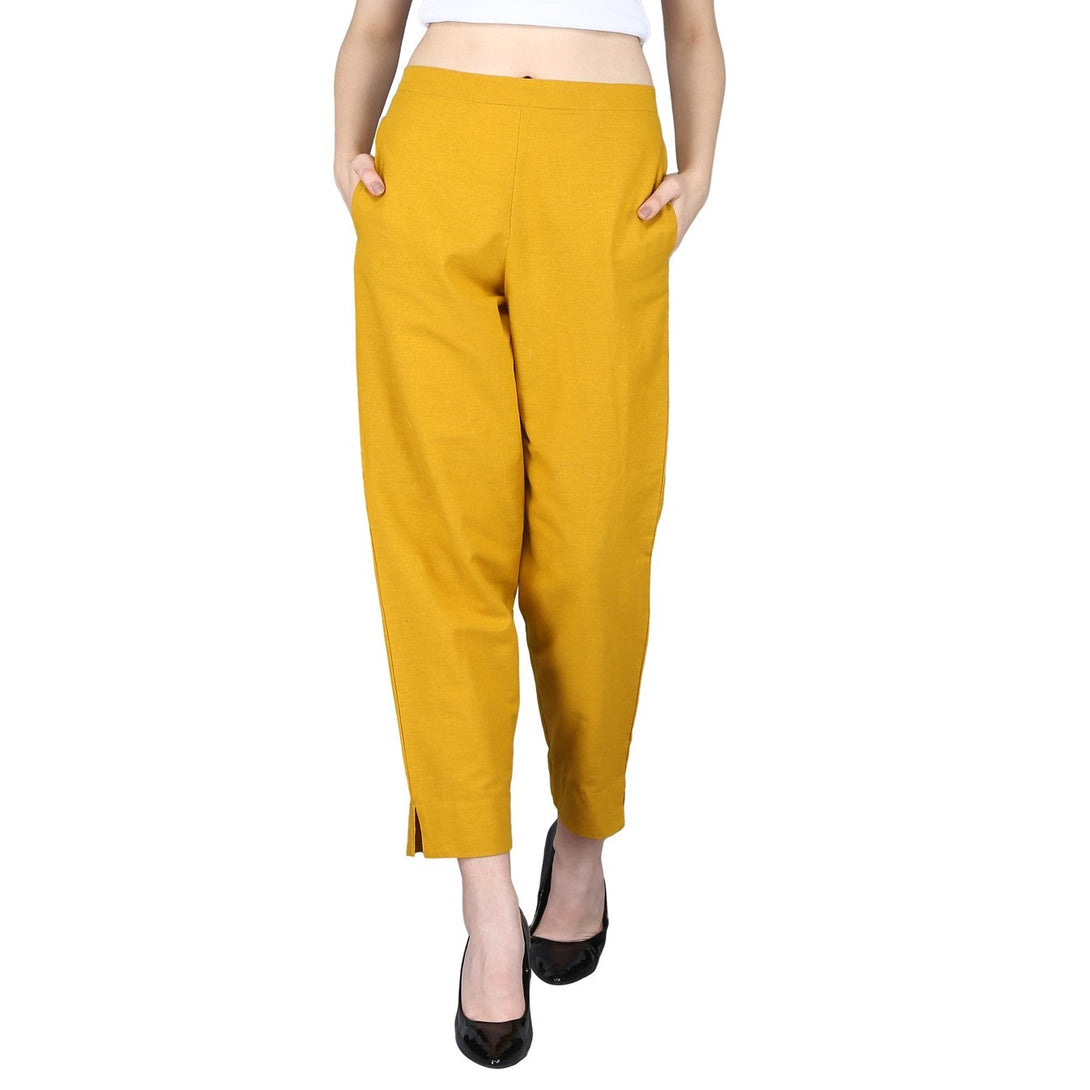 Women's Khadi Cotton Solids Regular Fit Trouser Pants - Maaesa