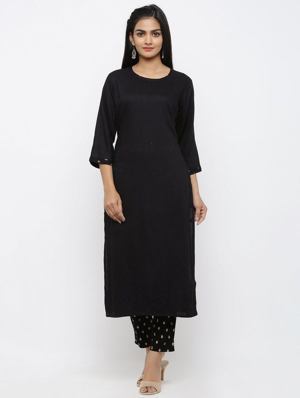 Women's Rayon Solid Straight Kurta - Maaesa