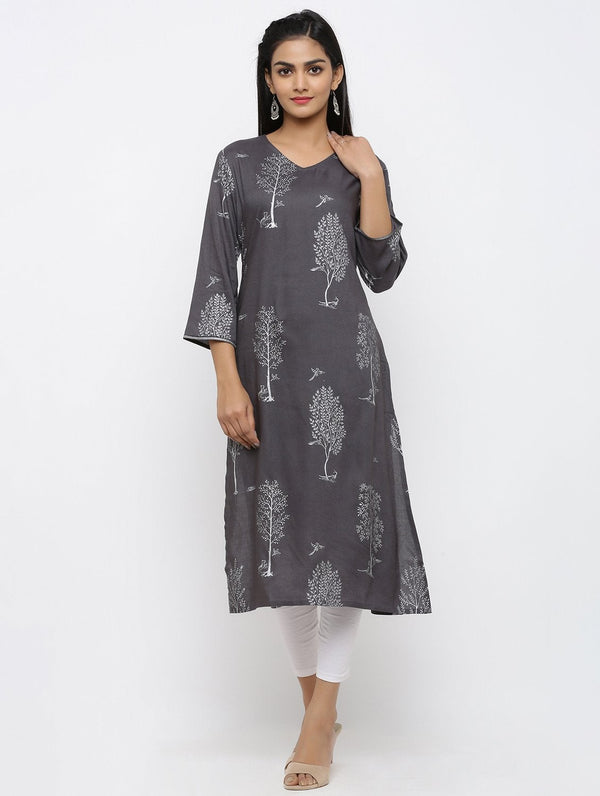 Women's Pure Cotton Printed Straight Kurta - Maaesa