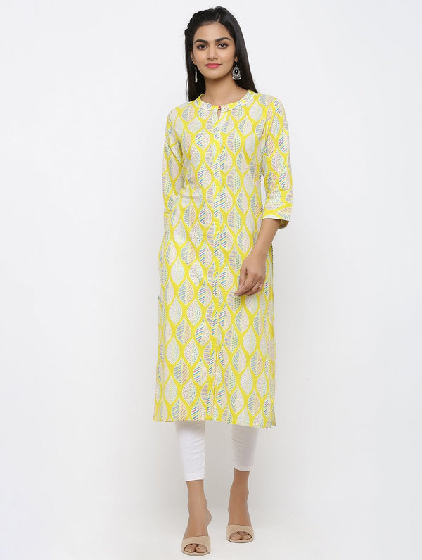 Women's Pure Cotton Floral Printed Straight Kurta - Maaesa