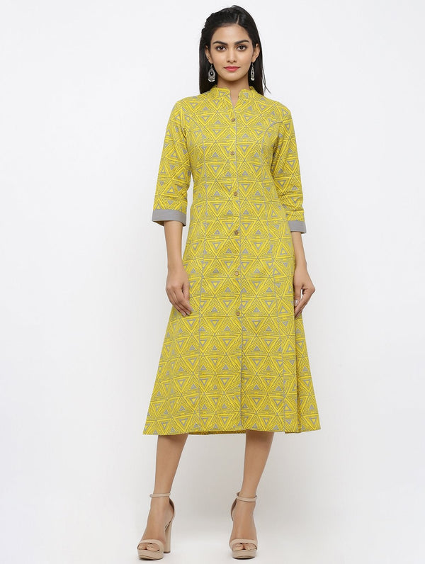 Women's Pure Cotton Printed A-line Kurta - Maaesa