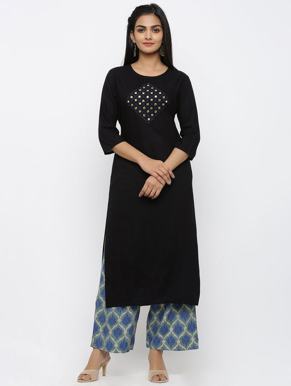 Women's Rayon Embroidery Straight Kurta - Maaesa