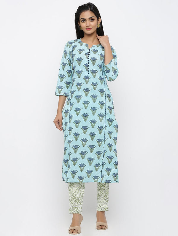 Women's Cotton  Printed Straight Kurta - Maaesa