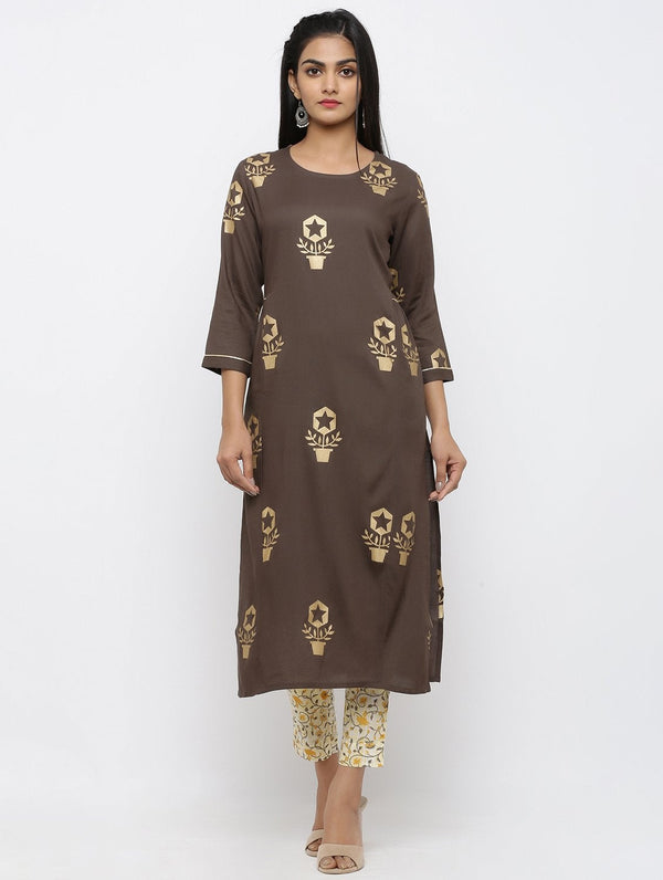 Women's Rayon Printed Straight Kurta - Maaesa