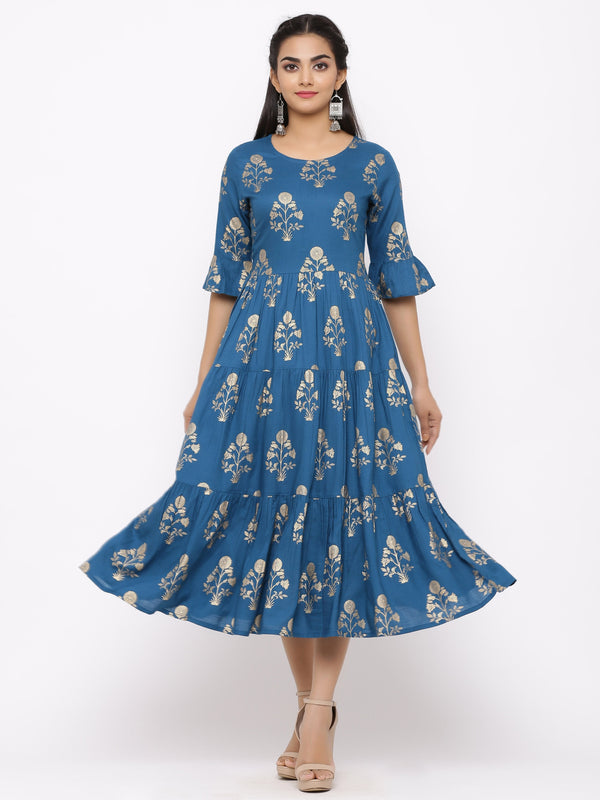 Women's Cotton Printed Anarkali Kurta - Maaesa